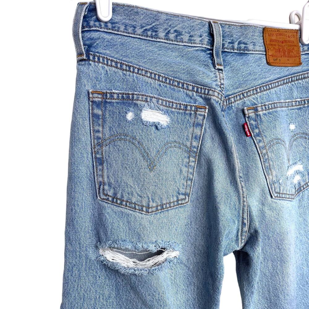 Levi's High Rise Ripped Blue Jeans - Picture 8 of 15